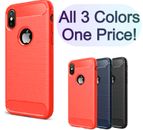 3 PK Case for Apple iPhone X / XR / XsMax - Carbon Fiber Style Lightweight Cover