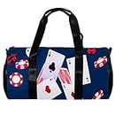 Gym Bag Small Duffel Bag Sports Tote Bag for Yoga,Colorful Poker dice Blue,Outdoor Fitness Bag Carry on Bag
