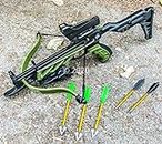 80lbs Self Cocking Pistol Hunting Crossbow Red Dot Scope Broad Head Arrows Green