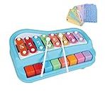 FUNVERSE® 2 in 1 Musical Xylophone and Mini Piano for Kids - Educational Musical Instruments Toy Set for Babies, Non-Battery- Assorted Color (Big)