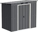 Duramax ECO 6 x 4 (2.51 m2) Pent Roof Metal Storage Shed, Hot-Dipped Galvanized Metal Garden Shed, Tool Storage Shed, Strong Reinforced Roof Structure, Maintenance-Free Metal Shed, Anthracite