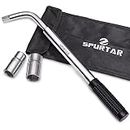 Spurtar Telescoping Lug Wrench Extendable Wheel Brace Lug Nut Wrenchs Tire Repair Tools Wheel Nut Remover 1/2 Drive with 17/19mm and 21/23mm Sockets Storage Canvas Pouch for Car, Van, Truck, Caravan