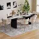 HAIZAO Modern Dining Chairs Set of 6, Round Upholstered Boucle Sherpa Dining Chairs, Curved Backrest Kitchen Dining Room Chairs, Mid-Century White Dining Chair with Golden Metal Legs