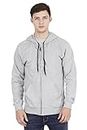 FLEXIMAA Men's Cotton Grey Melange Color Full Zipper Sweatshirt Hoodies with Kangaroo Pocket 3XL Size