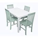 Walker Edison Modern Color Dining Room Table and Chair Set Small Space Living Kitchen, Dining Set, 48 Inch, 4 Person, White and Sage Green