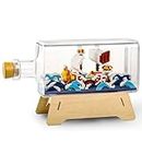 HI-REEKE One Piece Ship in a Bottle Micro Building Blocks Set, Anime Thousand Sunny Pirate Mini Bricks Boat Model Battleship Toy Kit for Adults Kids Teens（Not Compatible with LEGO-1601PCS