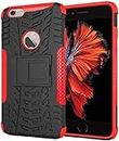 FITSMART Shockproof Armor Heavy Duty Dazzle Case with Stand Double Protective Back Cover for Apple iPhone 6s Plus - Red