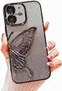 Twikka Stylish Designed for iPhone 11 Cover with Luxury Glitter Cute Butterfly Plating Design Aesthetic Women Teen Girls Back Cover Cases for iPhone 11 Cover (Black)