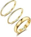 Adramata 14K Gold Filled Rings for Women Stacking Rings Stackable Thin Gold Rings Simple Plain Pinky Thumb Statement Band Ring Comfort Fit 3Pcs 1mm 3mm