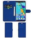 ACM Leather Window Flip Wallet Front & Back Case Compatible with Leoie 5.0inch Smartphone 4g Mobile Cover Blue