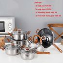 12PCS Stainless Cookware Set Non-stick Frypan Saucepan Whistling kettle Stockpot