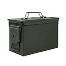 GUGULUZA Metal Ammo Case Military Army Solid Holder Box .50 Cal for Great Pistol, Rifle, or Shotgun Ammo Waterproof Storage Containers with Flip Top(50 Cal)