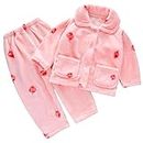 Barrageon Enfant Vêtements de Maison 0-12T Bambin Pyjamas Bébé Sleepsuit Flanelle Vêtements Garçon de Nuit Fille Unisexe Ensembles (Rose-18)
