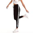 Stanpetix Joggers for Women - Womens Sweatpants with Pockets Sport Pants Black Trousers for Women UK（Black with White Strip, L