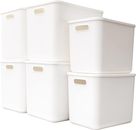 Cestas de almacenamiento de plástico contenedores cajas con tapas, contenedor organizador almacenamiento blanco 