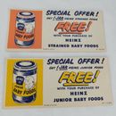 Vintage Heinz 57 Baby Food Coupons Lot Of 2 Special Offer Orange Yellow 50s USA