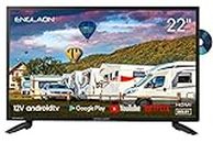 ENGLAON 22 Inch Full HD Smart TV with LED Android 11 Display for Caravan and Home with DVD Combo & Chromecast & Bluetooth 5 & 12V/240V Adapter
