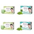 Rosa Transparent Soap Combo of 2 Aloevera And 2 Mint | For Men & Women | For All skin I Natural ingredients I Bathing Bar I For soft and smooth skin | Pack of 4 | Each 100g