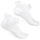 Yolev Girls Frilly Socks White Lace Socks Cute Communion Socks Decorative Christening Socks Shimmering Cute Ruffle Comfortable Frilly Fashion Socks