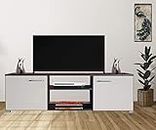 AAROORA Engineered Wood Large TV Table Entertainment Unit Display Storage Cabinet Rack (Wenge & White Finish)