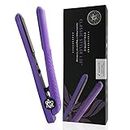 Evalectric Classic Styler Ceramic Flat Iron - Styling Iron with 1.25 Inch Floating Plates - Negative Ion Technology for Healthy Hair - Dual Voltage Hair Straightener - Deep Purple