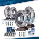 Front Rear Drilled Rotors + Brake Pads +24pc Wheel Lugnut for 2012-2018 Ram 1500