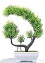 Mini Potted, Artificial Potted Plants,Artificial Faux Greenery,Artificial Plants Pine Bonsai Small Tree Pot Plants Fake Flowers Potted Ornaments for Home Decoration Hotel Garden Decor (Color : Green)