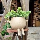 UMESONG Swing Face Planter Pot Hanging Head Planter for Indoor Outdoor Plant Succulent Pots for String of Pearls Plant Live Resin Flower Pots Best Gift for Mother and Teacher Appreciation Christmas