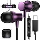 COOYA USB C Headphone,USB Type C Wired Earbuds for iPhone 15 Pro Max iPad 10 Air 6 Pixel 8 7 Magnetic Bass Noise Canceling in-Ear Earphone with Mic for Samsung Galaxy S24 Ultra S23 S22 Flip OnePlus 12