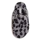 Laura Ashley Scuff Slippers, Plush Animal Print Slip-Ons for Women with Memory Foam Insole, Grey, XL