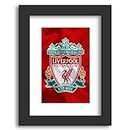 DmcreativityCraft Liverpool FC Poster Flag Football Posters Club Framed Painting Art with 1 inch Matt Finish Black Frame for Wall, Living Room, Bedroom Decor (9 x 12 inches