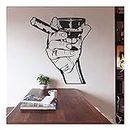 GADGETS WRAP Classic Wall Decal Drink Alcohol Men Bar Whiskey Rum Cigar Relaxation Vinyl Wall Stickers for Kitchen Living Room Decor Wall Decoration Decal Sticker, Black (2Feb22-1195)