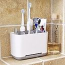 AUMA Toothbrush Holder - Bathroom Toothbrush and Toothpaste Storage Organizer Caddy, Made of Food-Grade PP and ABS Plastic, BPA-Free, Detachable for Easy Cleaning, Large, Grey