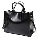 ACNCN Tote Handbag Women Shoulder Bag Ladies Messenger Bag Crossbody Bag Purse PU Leather Casual Bags(Black)