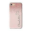 iCaseDesigner Personalised Marble Glitter Flowing Name with Heart Phone Case for Apple iPhone 6 / 6S - 1. Pink Faux Glitter Print Fade Vertical Name