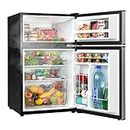 Whirlpool 3.1 Cu.Ft Mini Fridge with Freezer, 2 Door Refrigerator Small, Adjustable Thermostat, Low noise, Energy Efficient, Compact Fridge for Dorm, Office, Bedroom, Stainless Steel