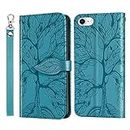 Case for Apple iPhone iPhone SE3 2022 / SE 2020/7/8 Wallet Cover, iPhone SE 2022 PU Leather Flip Phone Case with Card Slots Kickstand Magnetic Closure Folio Case for iPhone 7/8/SE(4.7 inch) Turquoise