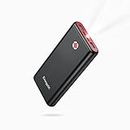 EnergyQC Power Bank Pilot X7 20000 mAh, cargador portátil USB C de alta velocidad de carga rápida con 3 salidas y 2 entradas de batería externa compatible con iPhone, Huawei, Samsung, rojo y negro