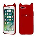 Case Creation Trending Latest Cat Cover Silicon Soft Back Cover All Round 360 Protection Case for Apple iPhone 6S Plus -RED