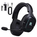 RYR 2.4GHz Wireless Gaming Headset for PS5, PC, PS4, Nintendo Switch, Bluetooth 5.2 Gaming Headphones with Microphone Noise Canceling, 45H Battery, 3.5mm Wired Mode for Xbox Series - Black