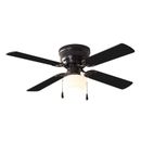 42 inch Hugger Indoor Ceiling Fan with Light Kit Black 4Blades