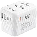 LENCENT Universal Travel Power Adapter, 30W International USB Charger with 3 USB C 2 USB A Fast Charging, Worldwide Plug Adaptor Travel Essentials for AU to US EU UK Bali Type C/G/A/I Black