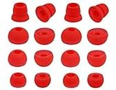 Zotech 8 Pair (16pcs) Replacement Earbud Tips for Beats Powerbeats2, Powerbeats3 Wireless Stereo Headphones - Small, Medium, Large, and Double Flange (Red)