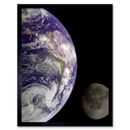 Space Science Astronomy Planet Earth Moon 12X16 Inch Framed Art Print