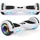 LIEAGLE Hoverboard, 6.5" Self Balancing Scooter Hover Board with Many Certified Wheels LED Lights for Kids Adults(A02 White)