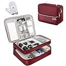 Seagull Flight Of Fashion Double Layer Electronic Gadget Organizer Case , Cable Organizer Bag for Accessories with Mobile Stand - 27 X 20 X 9 cm - Wine Red - Model 2