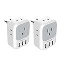 TESSAN European Travel Plug Adapter 2 Pack, US to Europe Power Adapter with 4 AC Outlets and 3 USB, Euro Charger Adaptor Type C for USA to EU Spain France Iceland Italy Germany Greece