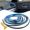 Car Interior Trim Strips-16.4ft/5m Universal Car Gap Fillers Automobile Moulding Line Decorative Accessories DIY Flexible Strip Garnish Accessory with Installing Tool (Blue)