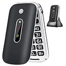 TOKVIA Flip Phone for Seniors with Large Buttons | GSM Mobile phone for the Elderly with SOS Button, Large 2.4 Inch Screen | Charging dock, UK charger, T201