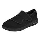 KWUKOTY Men's Diabetic Shoes | Adjustable Walking Shoes| Plantar Fasciitis/Edema/Swollen Feet/Bunions | Wide Size 7.5-12 Black